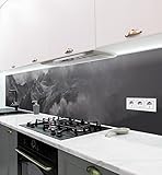 MyMaxxi | selbstklebende Küchenrückwand Folie ohne bohren | Aufkleber Motiv Berge schwarz weiß | 60cm hoch | adhesive kitchen wall design | Wandtattoo Wandbild Küche | Wand-Deko | Wandgestaltung