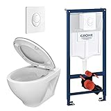 Grohe Rapid 3in1 + Alerio WC + Drückerplatte + WC-Sitz Weiß