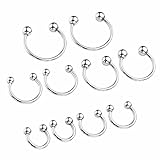 JSDDE Piercing,10x Edelstahl Hufeisen Piercing Septum Ring mit Kugeln 1.2mm Barbell Horseshoe Piercing Set 6mm-14mm(Silber)