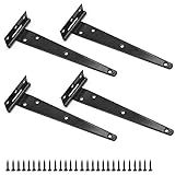 D-Orange 4 Stück 200mm/8 Zoll T-Scharnier Schwarze Tür Scheunentore Scharniere Metal Torscharnier mit 28 Stück Schwarzen Schrauben für Tortüren, Scheunen, Geschmiedete Hardw