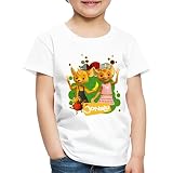 JoNaLu Jo Naya Und Lu Winken Fröhlich Kinder Premium T-Shirt, 110-116, Weiß