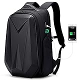 FENRUIEN Business Laptoptasche Schwarz Laptop Rucksack Harte Schale Rucksack Herren mit USB-Ladeanschluss Arbeit/Schule/R