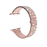 SHENG Diamantriemen Fit Fit for Apple-Uhr-Band 41mm 45mm 40mm 44mm 38mm 42mm Armband Correa Armband Fit for iWatch Series 7 6 SE 5 4 3 (Band Color : Rose-pink, Band Width : 38mm or 40mm)