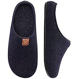 Filzpantoffeln Herren Damen Hausschuhe Pantoffeln im Herbst und Winter Slipper Unisex mit Rutschfest Sohle Filzlatschen(Dunkelblau, 41EU)