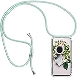 Handykette Handyhülle für Huawei Y5 2018 - Transparent TPU Clear Case Umhängeband,Crossbody Bag Necklace Hülle mit Band Grü