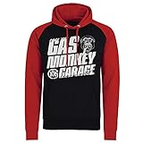 Gas Monkey Garage Offizielles Lizenzprodukt Tire Tracks Baseball Kapuzenpullover (Schwarz - Rot), L