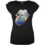 Rolling Stones Damen The Foil Tongue with Foiled Application T-Shirt, Schwarz, 42