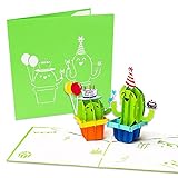 LuckeeCards® 3D Geburtstagskarte - Party-Kakteen - Glückwunschkarte Geburtstag - Grußkarte - Pop-up Karte - Happy Birthday Karte Kaktus Liebe - Geschenkk