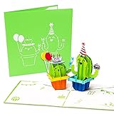 LuckeeCards® 3D Geburtstagskarte - Party-Kakteen - Glückwunschkarte Geburtstag - Grußkarte - Pop-up Karte - Happy Birthday Karte Kaktus Liebe - Geschenkk