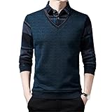 Winter Thicken Herren Casual Fashion Herren Warm Langarm Polo Shirt Fake Zweiteilige Slim Top, grün, XXL