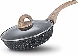 ZJDM Bratpfanne， Antihaftpfanne， Eierpfanne braten， Einfache Reinigung， Kratzfeste Pfannen， mit Deckel，Grau-24CM