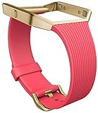 Softeam Dünnes Ersatz-Armband für Fitbit Blaze, Metallrahmen, 22 Karat vergoldet, satiniertes Finish, Größe S (Umfang des Handgelenks 14 cm – 17 cm), Rosa Damen, S