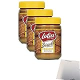 Lotus Biscoff Crunchy Brotaufstrich 3er Pack (3x380g Glas) + usy Block