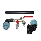 Augneveres IBC Schwanenhals Doppel Wasserhahn 34 Zoll IBC Adapter mit Auslasshahn IBC Tank Zubehör für Gartenschlauch IBC Wasserhahn Anschluss Wassertank E