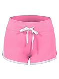 SwissWell Damen Sport Shorts Kurze Hosen Baumwolle Yoga Athletik Tanzen Shorts Fitness Hot Pants Hipster Workout, mit leichtem Figur formenden Effekt Rosa EU-XL/Herstellergröße-2XL