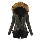 YTZL Damen Winter Parka Lang Winterjacke Warm GefüTtert Wintermantel Winterparka Damen Kunstfell Kapuzen Jacke GroßE GrößEn Mantel Damen Winter Jacket Winddichte üBergangsjacke Winterpark