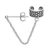 SoulCats® Ohrklemme aus 925 sterling Silber Ear cuff mit Kettchen, Modell:Modell 9