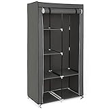 SONGMICS Stoffschrank, Kleiderschrank, 2 Kleiderstangen, 6 Ablagen, verschiedene Aufbaumöglichkeiten, 88 x 45 x 168 cm, für Schlafzimmer, Ankleidezimmer, grau RYG84G