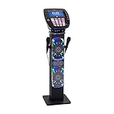 auna KaraBig Karaoke Anlage - Karaoke Maschine mit LED-Beleuchtung, Karaoke Box inkl. 2 Handmikrofone, Tablet-Halterung, Bluetooth, USB, Build-In Lautsprecher, 40 W RMS / 480 W, schw