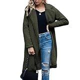 BDCUYAHSKL Herbst Und Winter Damenmode Revers Wollpullover Mittellange Strickjacke Lammsamtjacke D