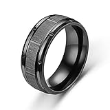 Agoble Damen Ringe Herren, Verlobung Ring Frauen Schwarz Edelstahl 8MM Einfache Transferleitung Größe 65 (20.7) Frei G