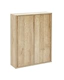 FACKELMANN Doppel-Hängeschrank Finn/Push-to-Open-Technik/Maße (B x H x T): ca. 60 x 75 x 20,5 cm/Schrank fürs Bad mit 2 Türen/Korpus: Braun hell/Front: Braun hell/Rahmendekor: B