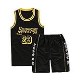 Xinwanhong Kleine Jungen Basketball Trainings ärmellos Trikot und Hose, Kinder Basketball Trikot, Mesh Weste und Shorts Set, Herren Atmungsaktive Weste Set Exquisiter Geschenkbox,Schwarz,XL