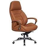 KADIMA DESIGN Bürostuhl Chefsessel Echtleder Caramel Ergonomisch XXL Drehstuhl 120 kg