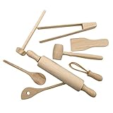 Spielhaus Küchenspielzeug Mini-Holzlöffel Holzspatel Schneebesen Holzspielzeug Küchenutensilien 8 Stück Rollenspiel Backwerkzeuge Lernspielzeug Mädchen Jungen Weihnachts- und Geburtstagsgeschenk