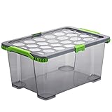 Rotho Evo Total Protection Aufbewahrungsbox 44l mit Deckel, Kunststoff (lebensmittelecht) BPA-frei, anthrazit/transparent, 44l (59,0 x 39,5 x 28,0 cm)