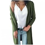 Damen Cardigan Mantel Herbst Wolle Strickjacke mit Kapuze Lang Pullover Offene Dünne Strickjacke Langarm Leichte Elegante Cardigan mit Taschen Oversize Jacke Casual verschlusslos Grobstrick Sw