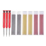 Zeang 3-teiliges Zimmermannsbleistift-Set, 36 Nachfüllminen, integrierter Anspitzer mit langer N