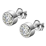 KINIVA Ohrringe Silber 925, Ohrstecker 925er Sterling Silber Zirkonia Diamanten, Medizinische Ohrstecker für Mädchen, Modeschenke für Damen Frauen (Silber, 6 MM)