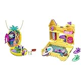 Polly Pocket GKJ64 - Ananas Tasche, tragbare Schatulle mit Zubehörteilen, Spielzeug ab 4 Jahren & GCJ87 World Sandburg Schatulle [Exklusiv bei Amazon]