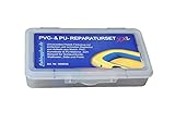 fishingglue.de PVC & PU Reparatur Set XXL, Flickzeug für Schlauchboot Zelt Pool Gewebe Planen Markise Isomatte Luftmatratze aus Vinyl, PVC, Poly