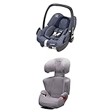 Maxi-Cosi Rodi XP Fix, Kinderautositz Gruppe 2/3 mit Isofix - Hazelnut Brown, schwarz + Sommerbezug für Kindersitz Rodi AirProtect und Rodi XP, cool grey