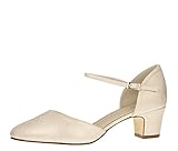 Rainbow Club Brautschuhe Tracey - Pumps Ivory Champagner - Blockabsatz Riemchen Bequem Gepolstert - Gr 39.5 EU 6.5 U