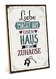 TypeStoff Holzschild mit Spruch – Zuhause – im Vintage-Look mit Zitat als Geschenk und Dekoration zum Thema Familie und Geborg