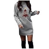 XUNN Weihnachtskleid Damen Sweatshirt Kleider Langarm Sexy Party Weihnachts Kostüm Cartoon Drucken Lässig Herbst Winter Ob