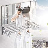 ZBBN 304 Edelstahl Stoff Trocknungslinie Push Pull Badezimmer Balkon Außenklappbare Teleskop Wandmontage Multi Handtuchhalter Verschiedene Größen 5 Schüsse (Größe: 120 cm)