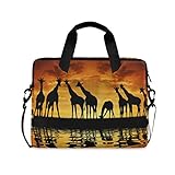 XIXIKO Afrikanische Tier-Giraffe im Sonnenuntergang, Laptoptasche, erweiterbarer Trolley, Aktentasche für Damen und Herren, mit abnehmbarem Gurt, für Arbeit, Reise, Büro, iPad, MacBook