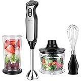 OSTBA Stabmixer 4-in-1 Elektrische Pürierstab mit 700 ml Messbecher, 700 ml Zerkleinerer, Edelstahl Schneebesen, 8 Gang Handmixer mit Turbofunktion für Babynahrung, Suppe, BPA-frei, 400 W