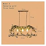 CLEIO Retro Industriestil Vogelkäfig Kronleuchter Schmiedeeisen LED- Lampen Fit für Restaurant Esszimmer Gartenbar Dekoratives Licht (Body Color : E Sweeping Gold, Wattage : with 220V ST64 Bulb)