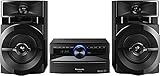 Panasonic Mini-System, 300 W, 2-Wege-Lautsprecher, Woofer:13 cm, CD-Player, CD-R/R W, Bluetooth, USB, 30 FM/15AM RDS, AUX, Audio-Qualität, blaue Beleuchtung, Schwarz FM/AM RDS-Radio b