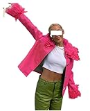 Yassiglia Frauen Plüsch Mantel Damen Winterjacke Warme Dicke Lederjacke Mädchen Outdoor Mantel Reversible Jacket Damen Coat Herbst (Rosa, X-Large)