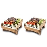 Meateor Öko Einweggrill, komplett aus natürlichen Materialien, nach Gebrauch Fast vollständig verbrennbar, weniger CO2 Emission, in 5 Minuten startklar, über 1 Stunde nutzbar, 2 Stück