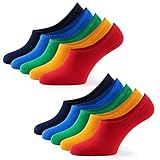 Mat & Vic's Unsichtbare Sneaker Socken Herren & Damen 10 Paar Großes Premium Silikonpad gegen Verrutschen (Fun Colors, 43-46)