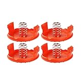worahroe Ersatz für Black Decker Grass Trimmer 4 stücke Grasschneiderabdeckungskappe Rasenmäher-Kappenfed Cover Cap und 4 stücke Federn RC-100-P Rasenmäher E