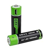 Wiederaufladbare Batterien Gtf 1.5V USB Aa Akku 1800Mwh 1200Mah Li-Polymer USB Micro Kabel Ladegerät Wiederaufladbarer Akku. 1,5 V 2 Stück