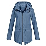 MGSFGlk Damen Windbreaker mit Kapuze Windjacke Leicht Schmuddelwetter Jacke Trenchcoat Wind Wetterjacke Regenmantel Gefütterte Softshelljack